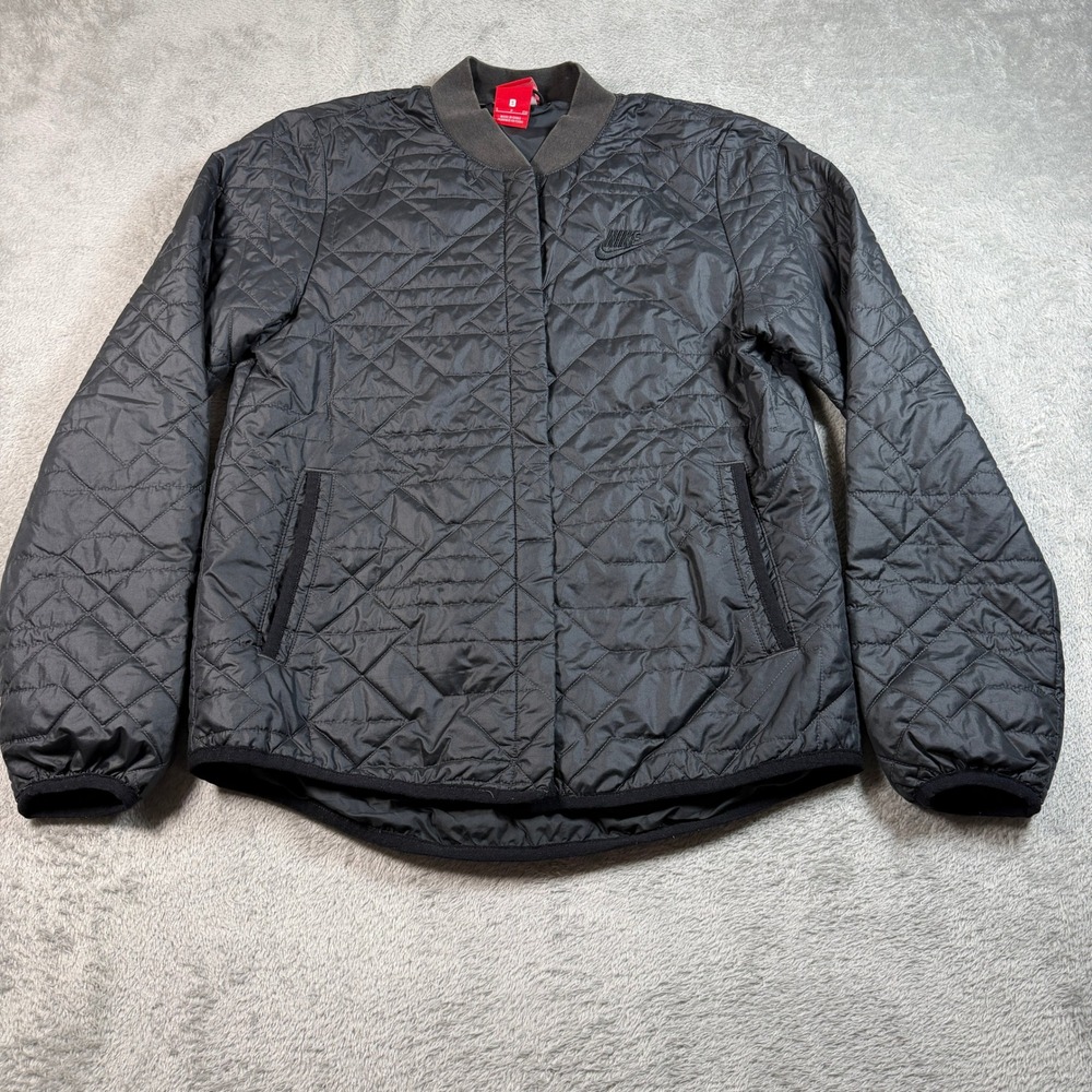 Nike Sportswear Quilted Jacket Women Small Black Primaloft Full Zip 854747